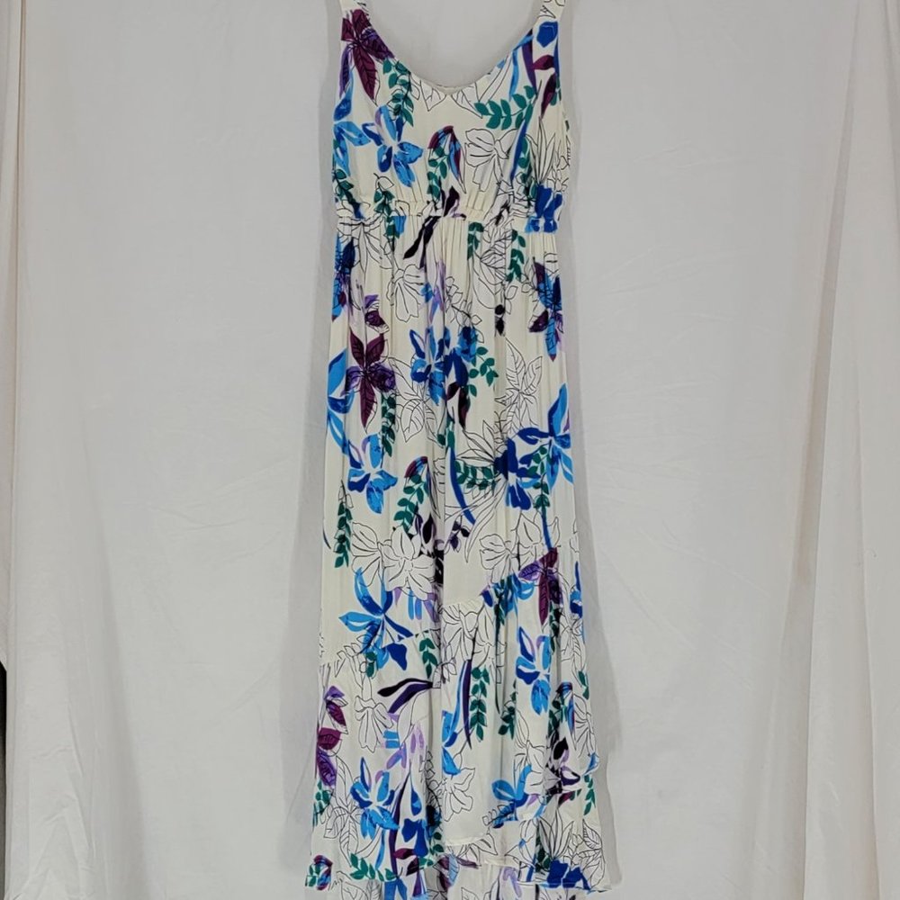 Ingrid & Isabel Maternity Dress Sleeveless Hi-Lo White Blue Floral Women's Small